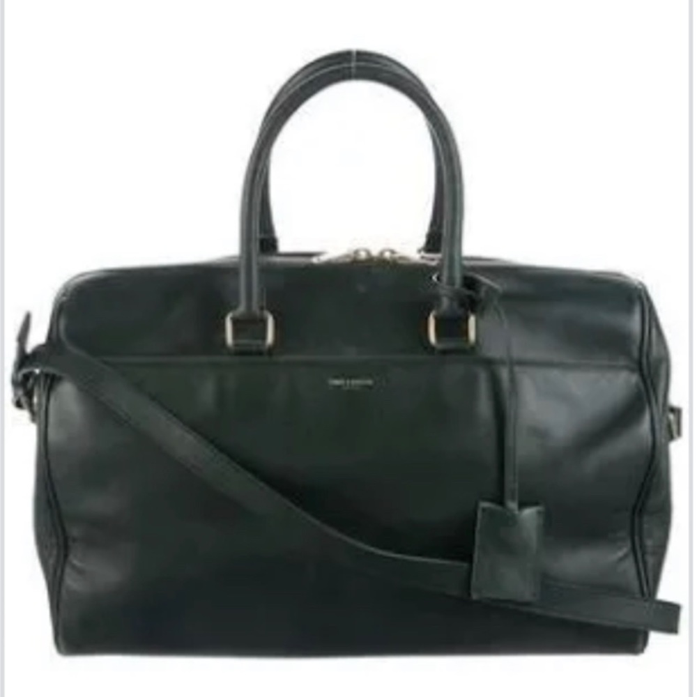 Saint Laurent Duffle 6 Bowling Satchel on Black Leather/Suede
